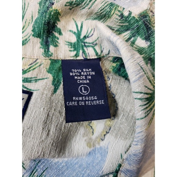 Vintage 90's Bugle Boy Hawaiian Floral Short Sleeve Shirt Men's  L Silk Blend - Picture 6 of 7